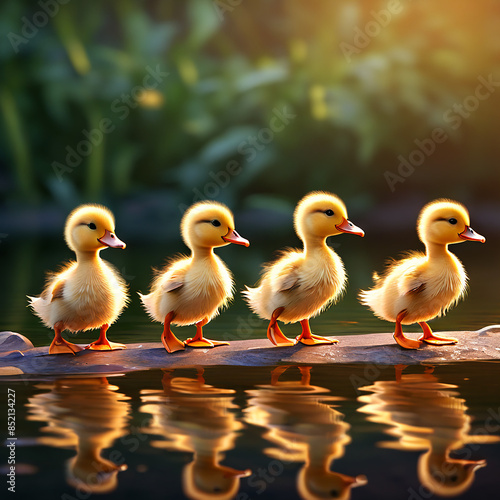 작고 귀여운 아기 오리