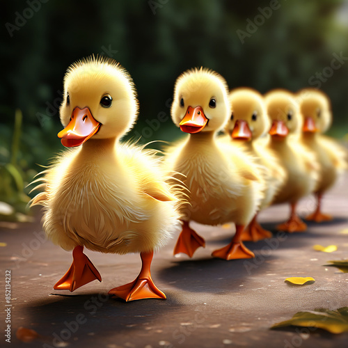 작고 귀여운 아기 오리
