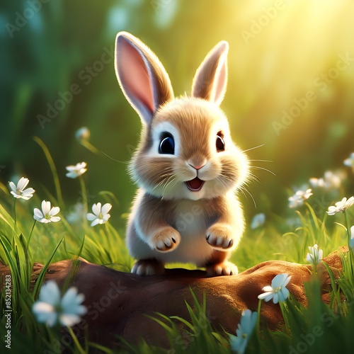 작고 귀여운 아기 토끼 photo