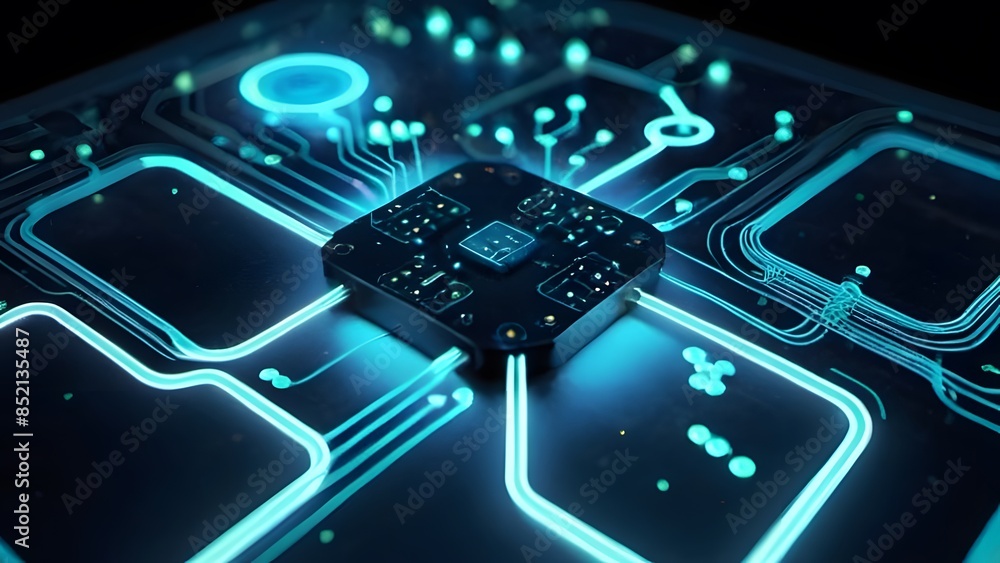 Fototapeta premium A nebula-style circuits with glowing dots