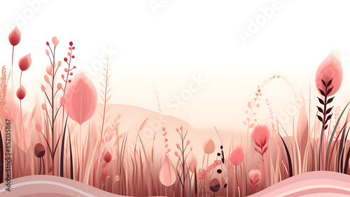 Dusty Rose Quillworts - Plants, Vector, Light Pink Red, Graphic, Light Colors, Cartoon Art, Abstract, Boho, Chic, Minimalist, Simple Art  photo