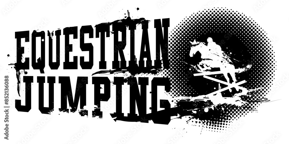 Equestrian Jumping Horse Banner Vector Illustration Equestrian Jumping Horse Banner Vector Illustration