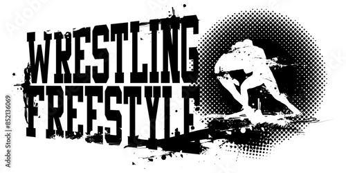 Freestyle Wrestling Banner Vector Illustration