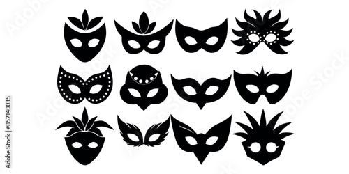 Beautiful carnival masks silhouettes for party, parade and carnival, for Mardi Gras and Halloween. Mask elements. Face mask  © LuisAlfonso