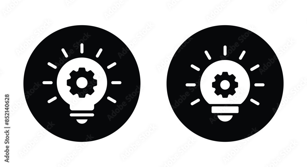 Gear bulb icon. Development lamp, creativity sign symbol Gear bulb icon. Development lamp, creativity sign symbol
