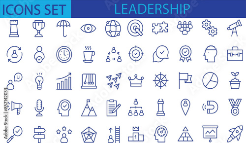 Leadership Line Editable Icons set. Vector illustration in modern thin line style of management icons leader, delegation, control, responsibility, and more. Pictograms and infographics.