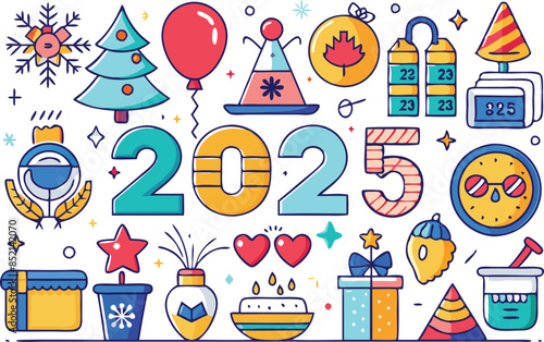 2025 card celebration design background calendar banner abstract
