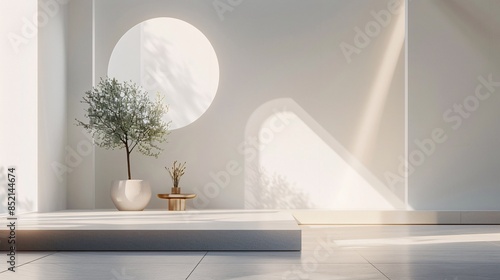 Minimalist Interior Design with Plant and Round Window photo