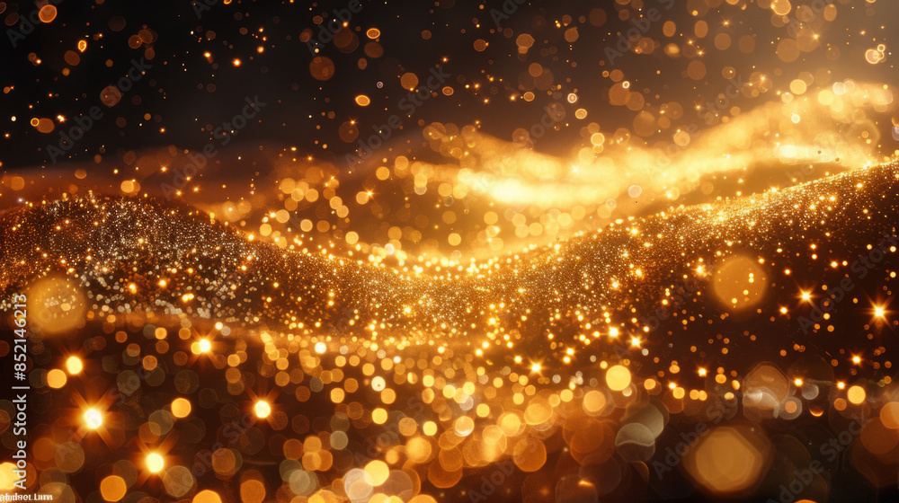 Naklejka premium glitter vintage lights background. dark gold and black. defocused
