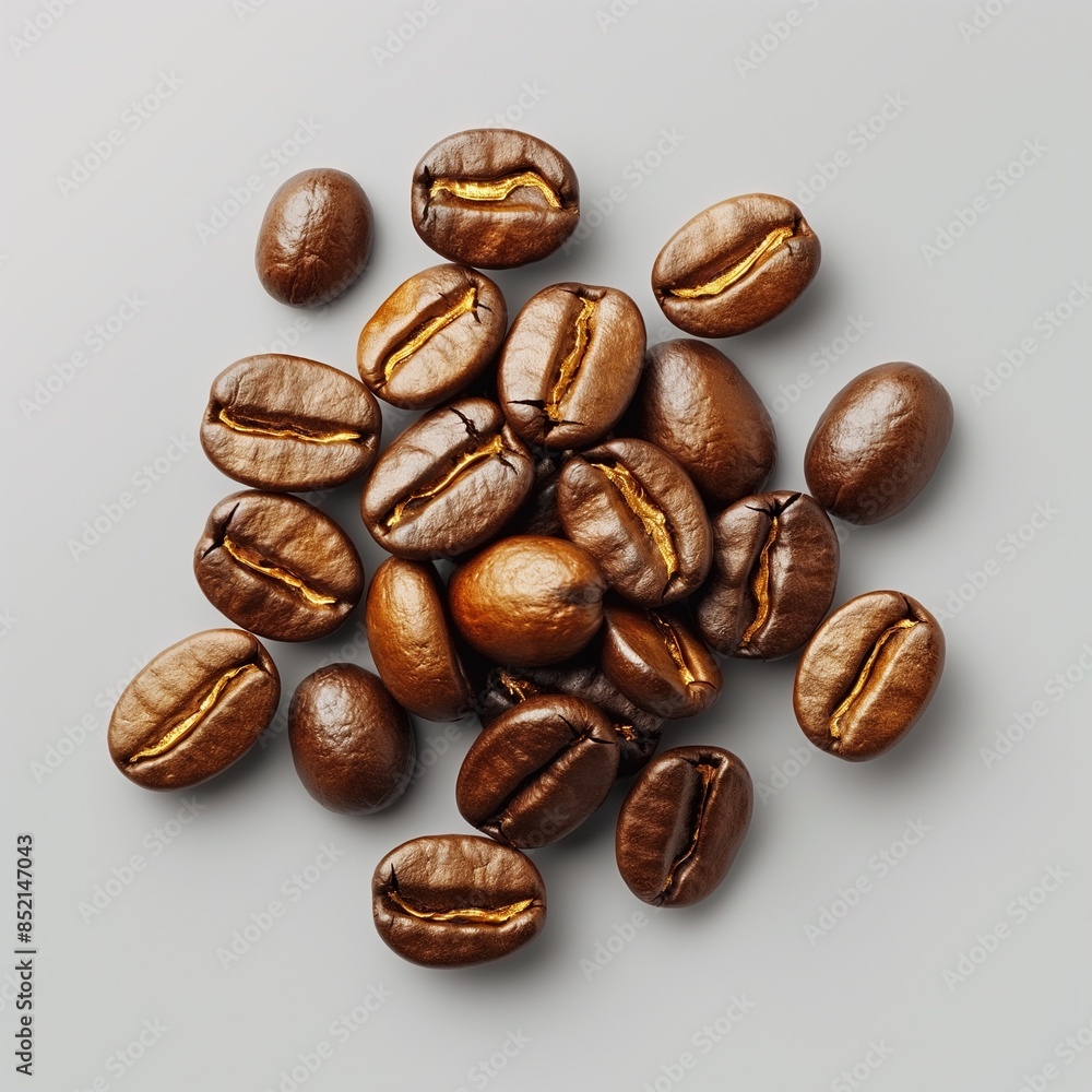 Close-up of roasted coffee beans and golden beans on a light background. Perfect for coffee-themed designs and advertising. Close-up of roasted coffee beans and golden beans on a light background. Perfect for coffee-themed designs and advertising.