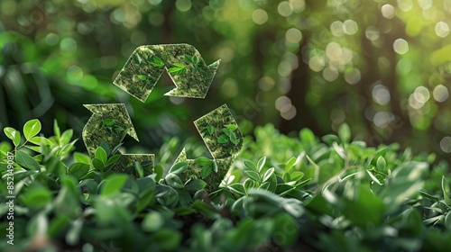 Green Recycling Symbol in a Forest