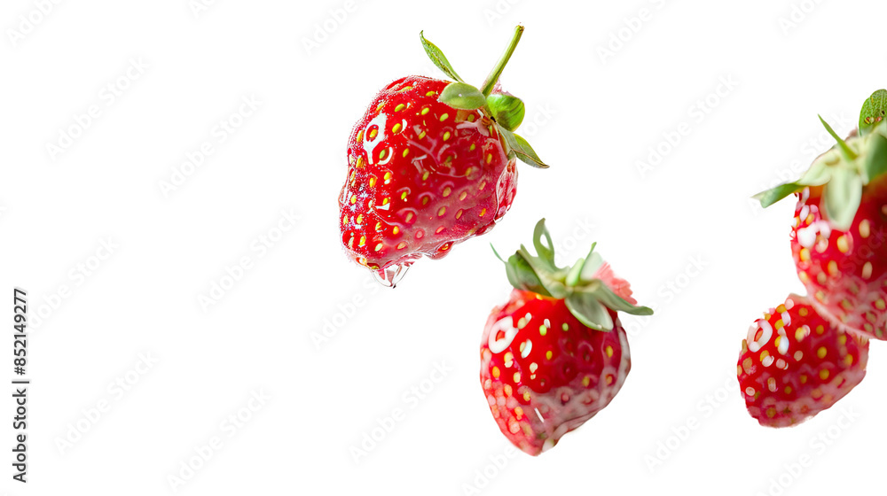 Floating strawberries on a transparent background Floating strawberries on a transparent background