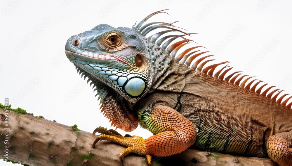 Iguana on white background (iguana crawfishidae) isolated, close up view Iguana on white background (iguana crawfishidae) isolated, close up view