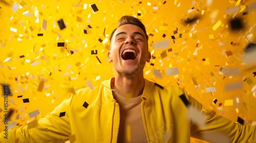 Wallpaper Mural Excited Person Enjoying a Festive Confetti Shower Torontodigital.ca