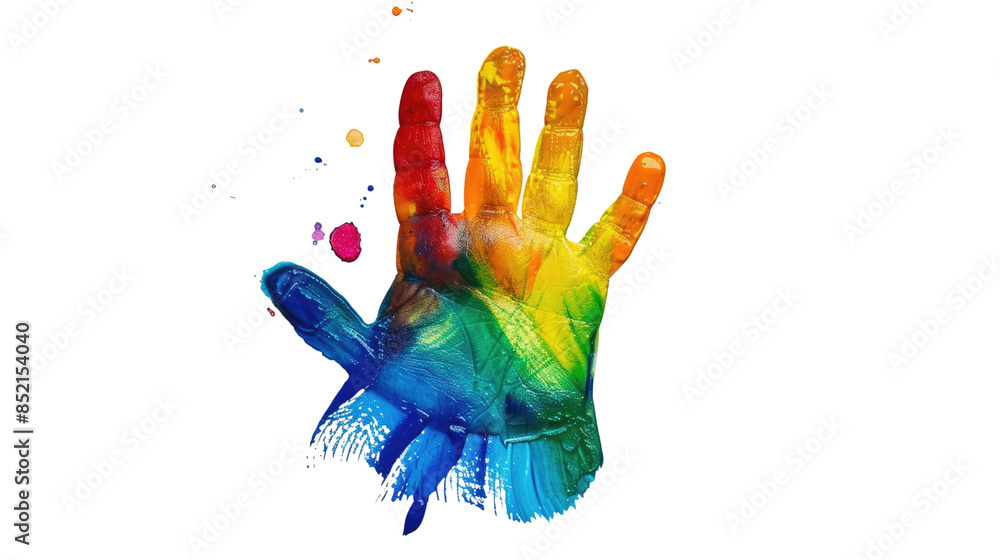 Colorful handprint on a transparent background Colorful handprint on a transparent background