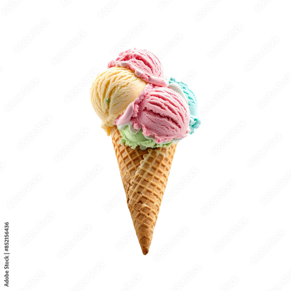 Ice cream on a cone isolated on transparent background. Ice cream on a cone isolated on transparent background.