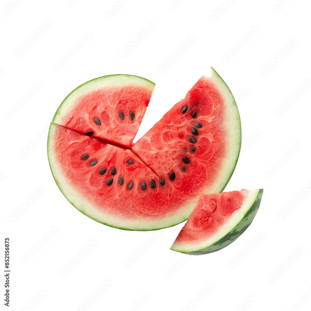Juicy watermelon with sliced isolated on transparent background. Juicy watermelon with sliced isolated on transparent background.