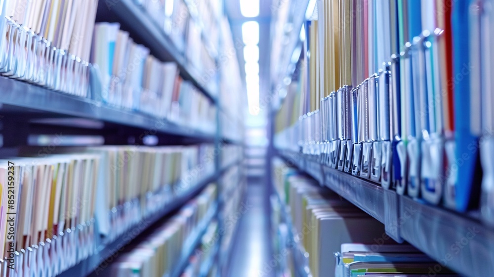 Rows of Colorful Books in a Library Rows of Colorful Books in a Library