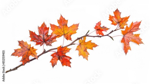 Isolated autumn maple branch on white background
