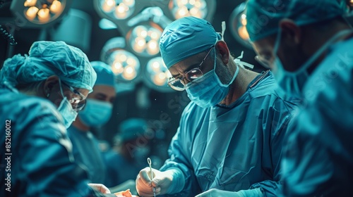 A doctor performing a critical surgery in the operating room, emphasizing precision and expertise. 