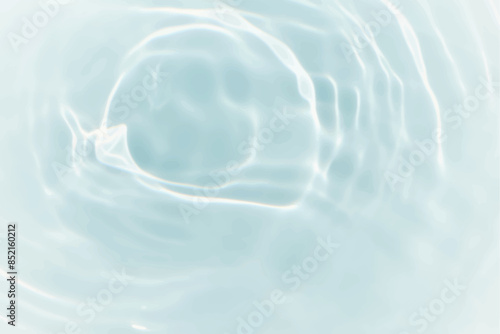 Blue water with ripples on the surface. Defocus blurred transparent blue colored clear calm water surface texture with splashes and bubbles. Water waves with shining pattern texture background.
