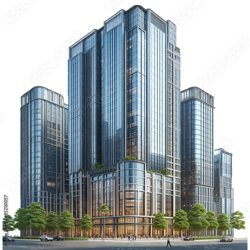 A tall building on a white background