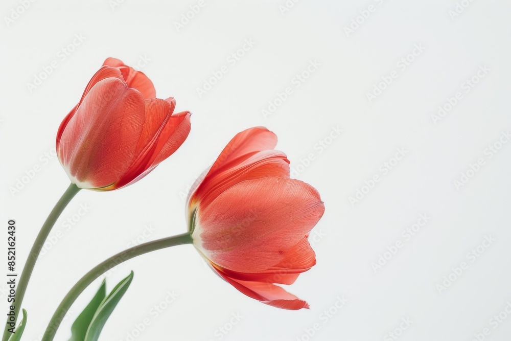 Fosteriana Tulips in studio, white copy space on right side, Comport, bliss, close up, Studio Lighting, Flower Photography, Isolated on white Background Fosteriana Tulips in studio, white copy space on right side, Comport, bliss, close up, Studio Lighting, Flower Photography, Isolated on white Background