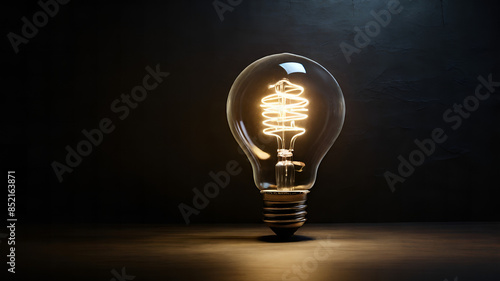 A conceptual image of a light bulb glowing softly against a dark, textured background, with the light fading out to create a large area of shadowy space for copy or design