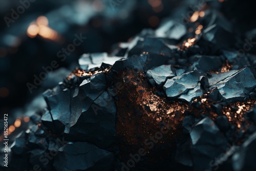 a close up image of a rock with some light shining on it