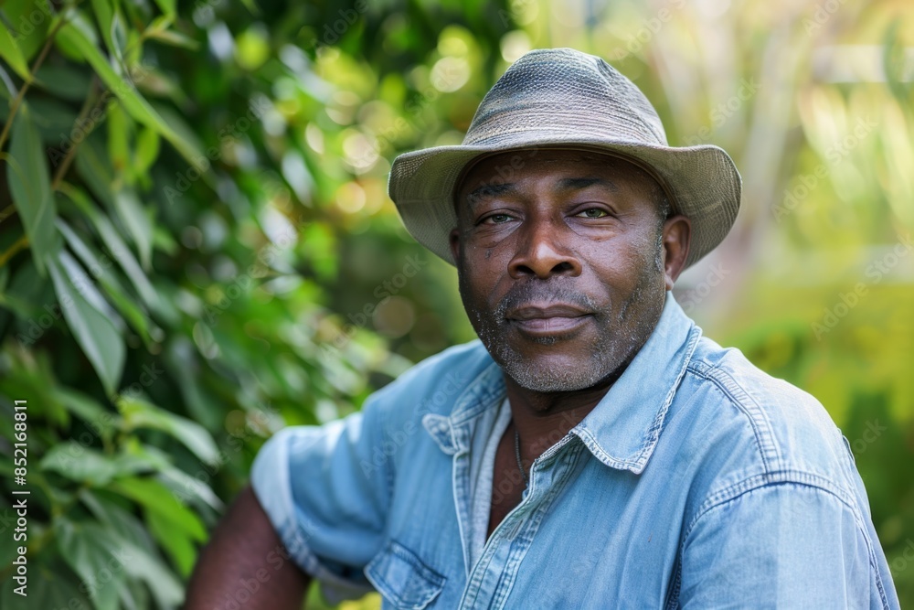 Obraz premium Portrait of a middle aged male landscaping worker