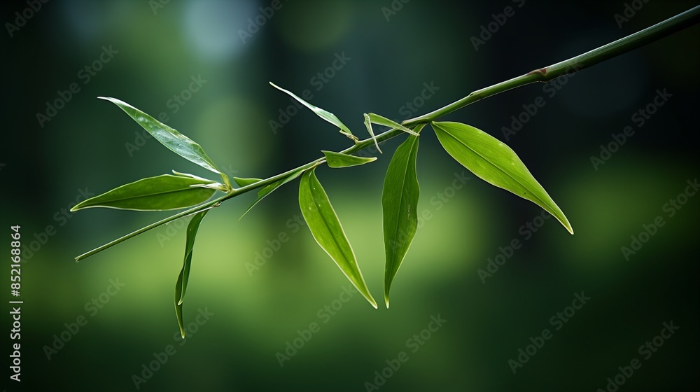 a close up of a bamboo branch with green leaves a close up of a bamboo branch with green leaves