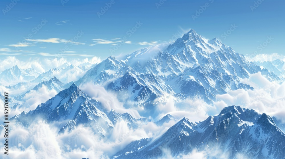 Obraz premium Rocky mountains and clear weather with some clouds