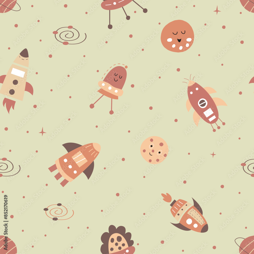 Seamless pattern of rocket on them space illustration Seamless pattern of rocket on them space illustration