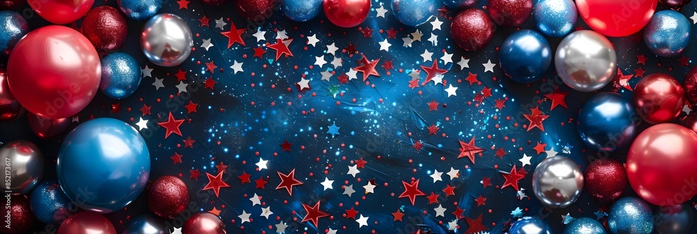 the 4th of july with flags, balloons, and stars the 4th of july with flags, balloons, and stars