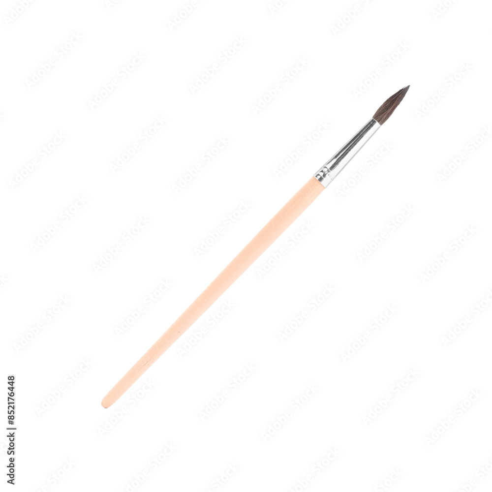 Paint brush with wooden handle isolated on white Paint brush with wooden handle isolated on white