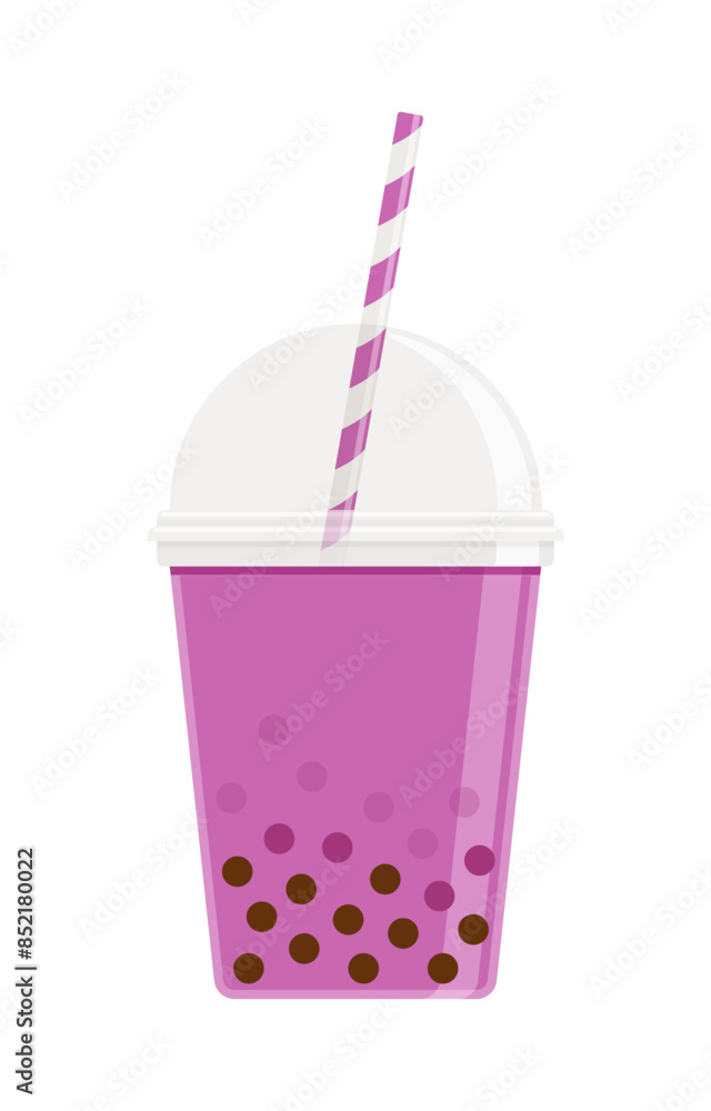 Bubble tea flat icon isolated on white background. Concept for taro, ube, grape drink flavours. Perfect for menu design and food apps Bubble tea flat icon isolated on white background. Concept for taro, ube, grape drink flavours. Perfect for menu design and food apps