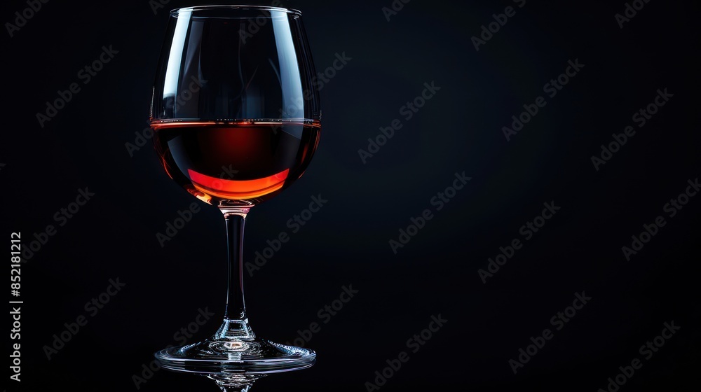 A Glass of Red Wine on a Black Background A Glass of Red Wine on a Black Background