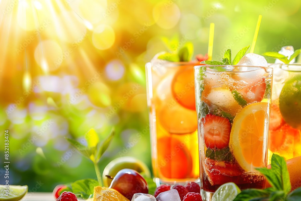 Summer drink collection with refreshing ice and vibrant fruit flavors, perfect for parties Summer drink collection with refreshing ice and vibrant fruit flavors, perfect for parties