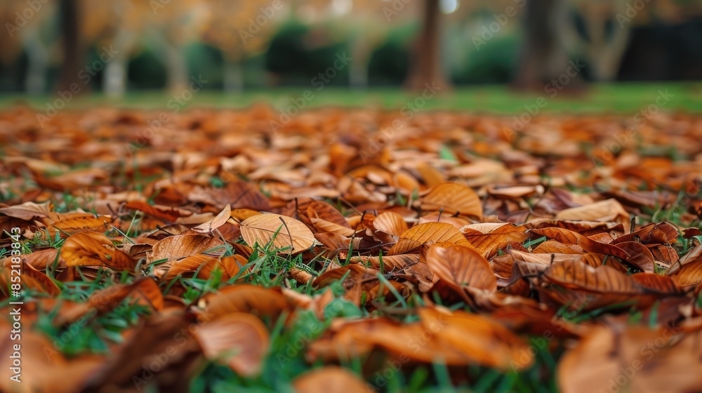 Brown dried leaves are spread on the lawn The rainy season is near in summer Brown dried leaves are spread on the lawn The rainy season is near in summer