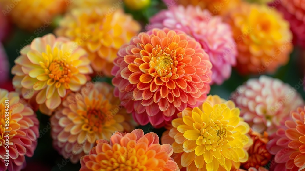 Colorful dahlia flowers in full bloom, showcasing a variety of vibrant hues. Colorful dahlia flowers in full bloom, showcasing a variety of vibrant hues.