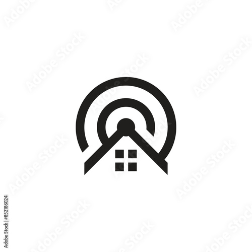 roof window round signal transmitter home logo vector photo