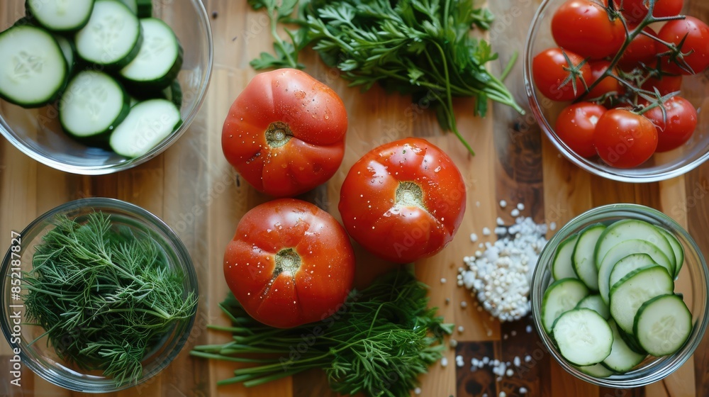 Preserved Tomatoes and Pickled Cucumbers Fresh Veggies Seasonings and Herbs for Homemade Pickling on a Wooden Surface Preserved Tomatoes and Pickled Cucumbers Fresh Veggies Seasonings and Herbs for Homemade Pickling on a Wooden Surface
