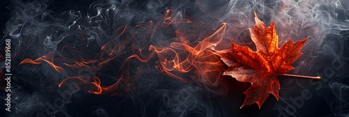 Flag of Canada made of smoke. War or wild fire anstract banner concept. Maple Leaf © Spectrum