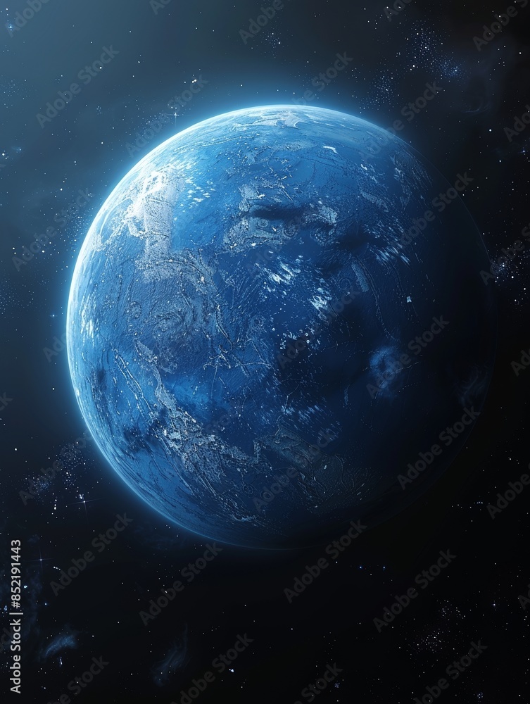 A blue space illustration with planets and moons. A blue space illustration with planets and moons.