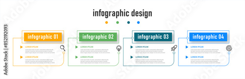 infographics template. timeline with 4 steps, options. can be used for workflow diagram, info chart, web design. vector illustration.