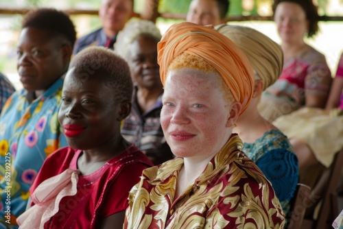 A group photo of people with albinism at a community event or support group meeting