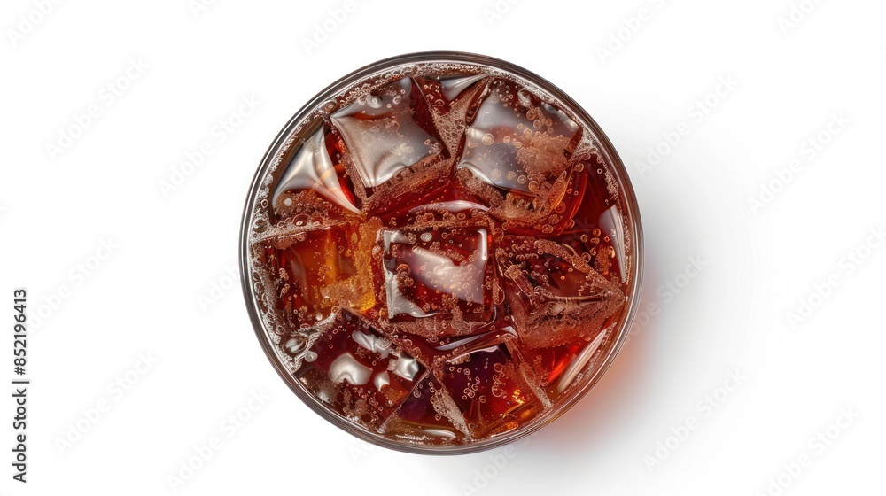 Cola with ice cubes in glass isolated on white background Cola with ice cubes in glass isolated on white background