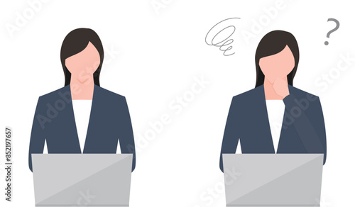 PC作業する女性