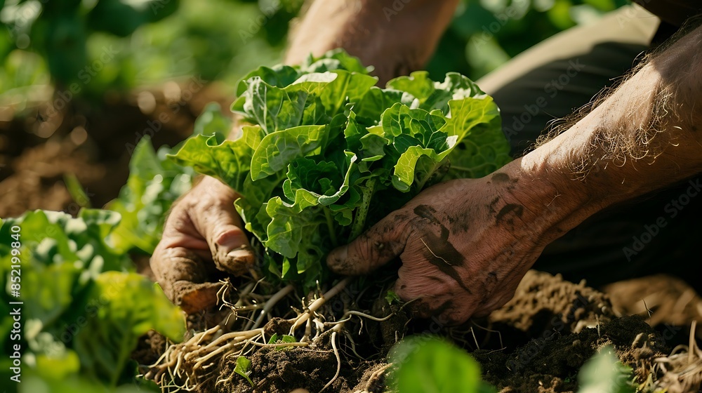 A farmer holding a green plant A farmer holding a green plant