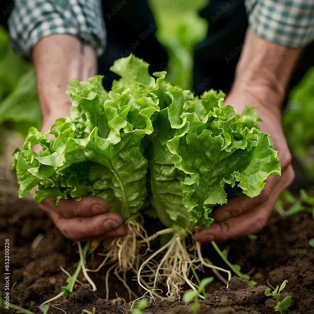 A farmer holding a green plant A farmer holding a green plant